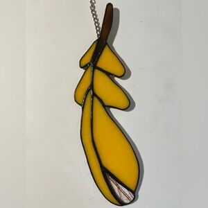 Mango Stained Glass Feather Suncatcher